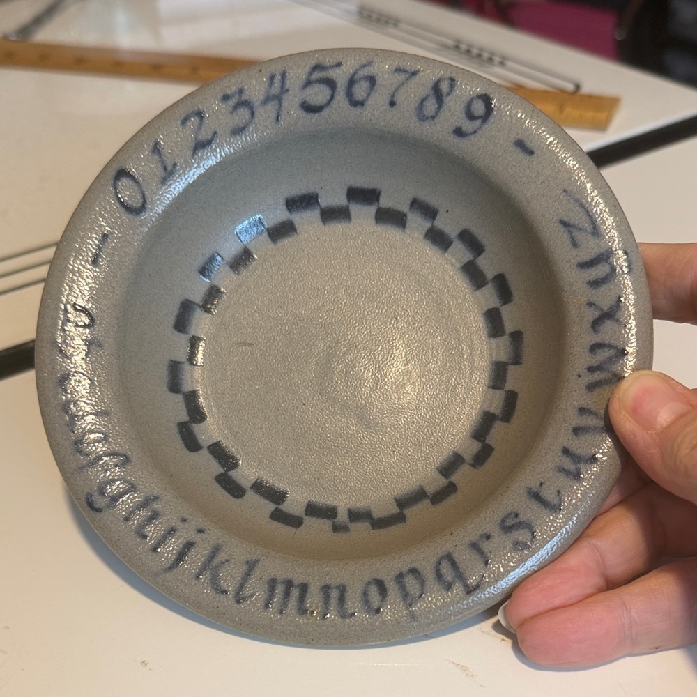 Rowe Pottery Works Alphabet & Numbers Learning Shallow Bowl - Picture 2 of 3